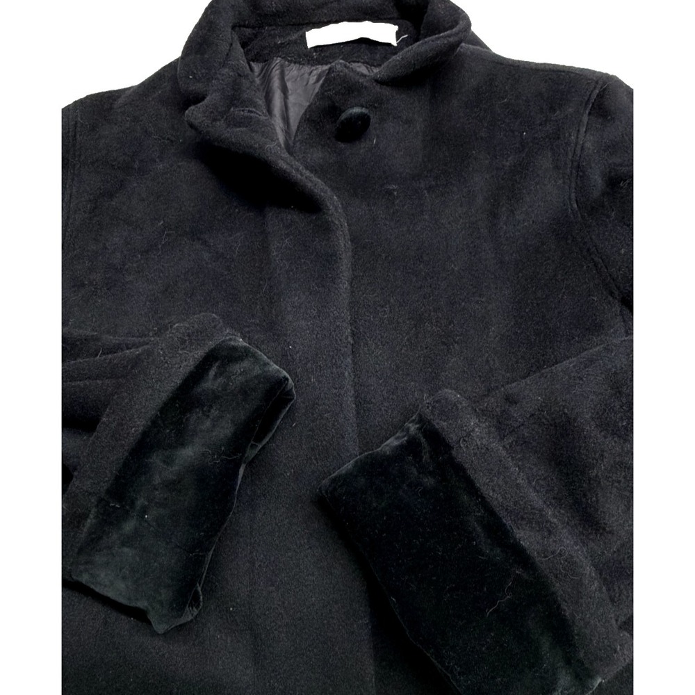 Women's Vintage Larry Levine Heavy Wool Long Two Tone Black Coat‎ Size 6 Pockets